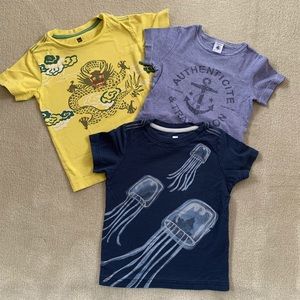 Trio of boys tshirts TEA brand/petit bateau 3-4T